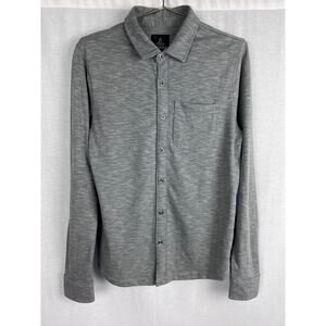 Prana Shirt Ronnie Button Front Organic Cotton Gray Casual Hiking Sustainable